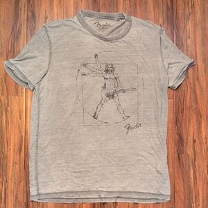 Fender Gray Short Sleeve Tee with Artistic Graphic